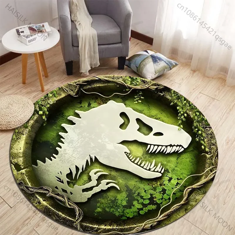 Kids Outdoor Mat - HD 3D Dinosaur Print Round Rugs