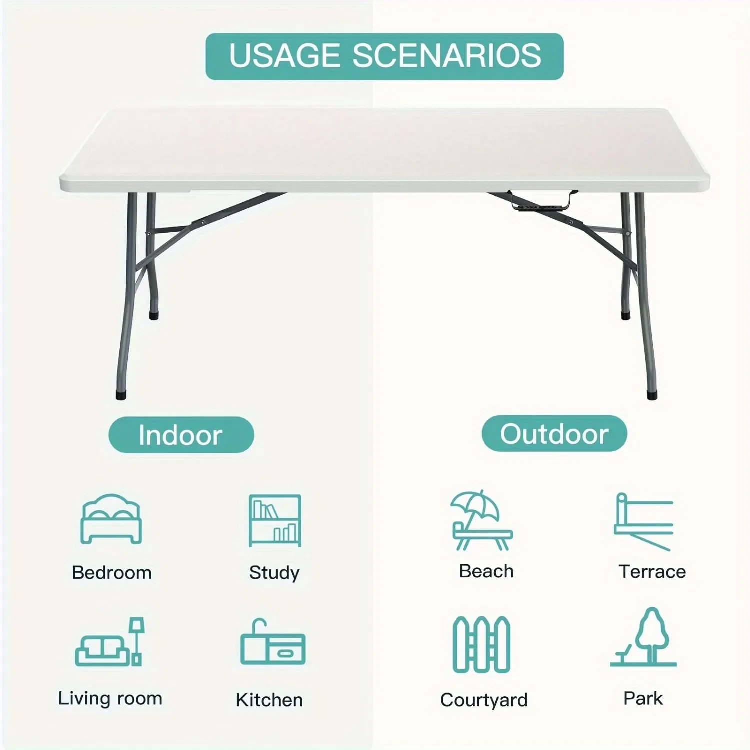 6FT Spacious Plastic Folding T - Kids Outdoor Folding Table ulasan dan harga