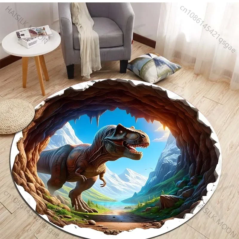 HD 3D Dinosaur Print Round Rug - Kids Outdoor Mat ulasan dan harga