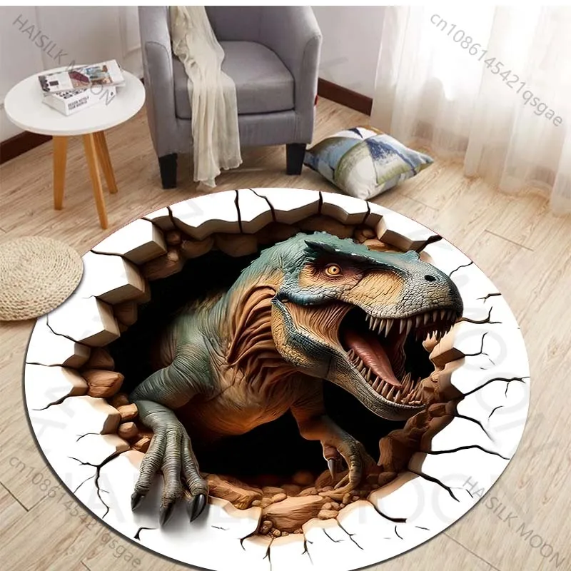 HD 3D Dinosaur Print Round Rug - Kids Outdoor Mat ulasan dan harga