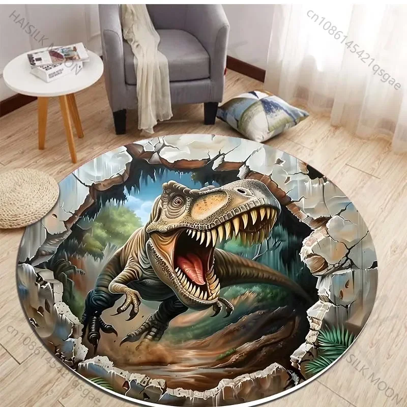 HD 3D Dinosaur Print Round Rug - Kids Outdoor Mat ulasan dan harga