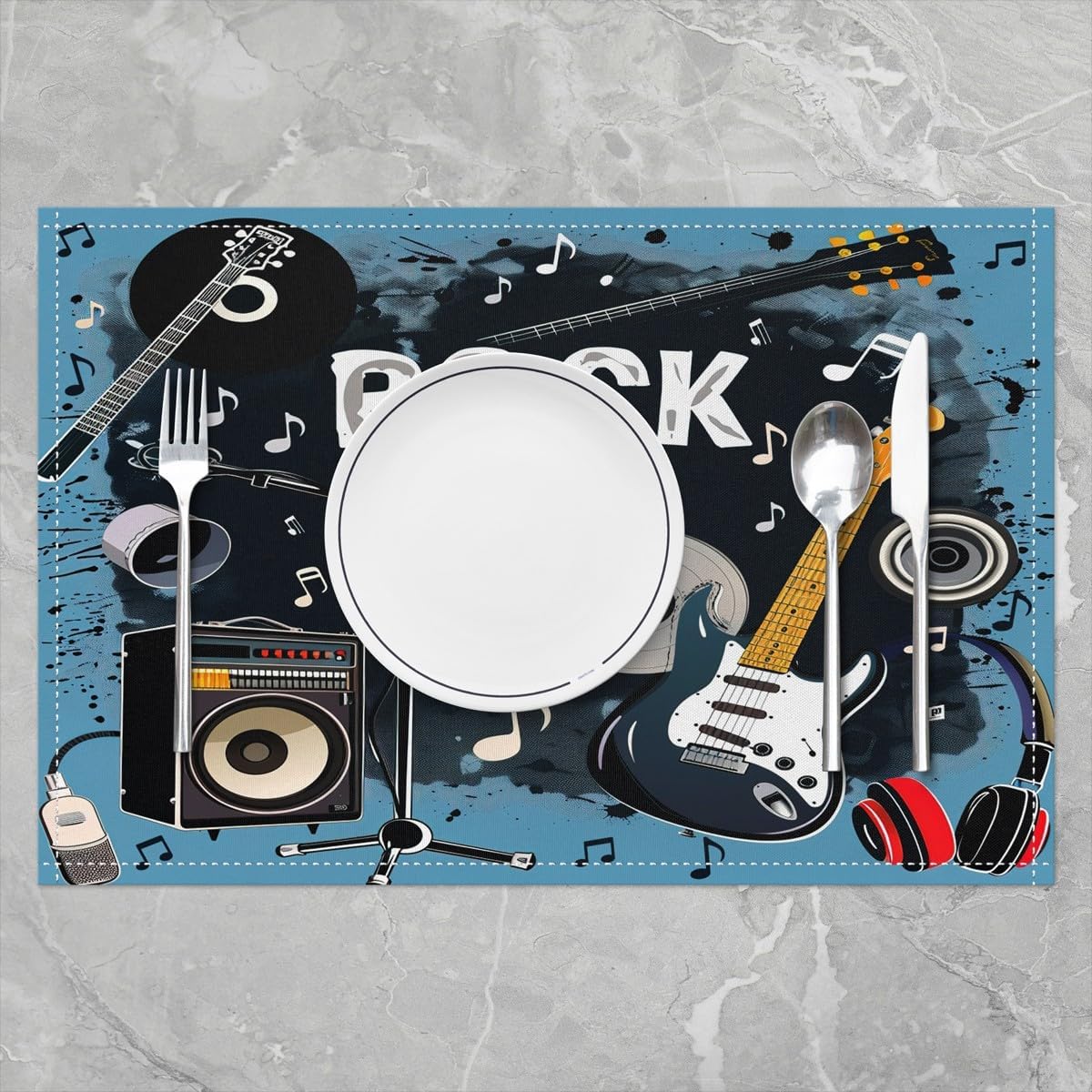Rock Music Placemats Set of 4  - Kids Outdoor Mat ulasan dan harga