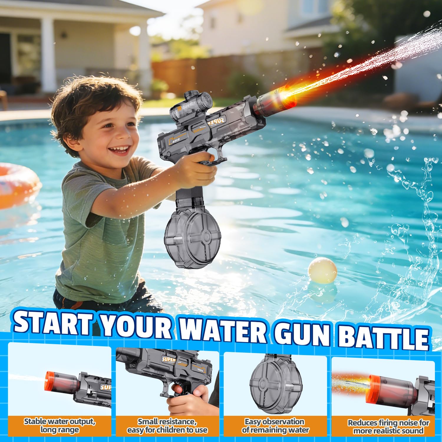 Electric Water Gun for Kids Ad - Water Gun Soaker ulasan dan harga